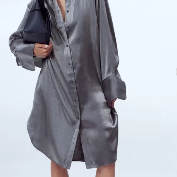 Oversize Metalic Shirt dress - Picture 3 of 7